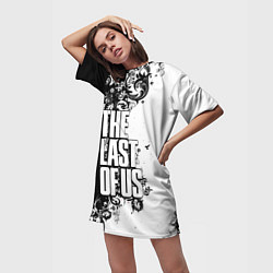 Футболка женская длинная The Last of Us узор чёрно белый, цвет: 3D-принт — фото 2