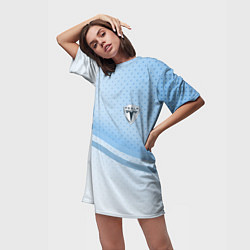 Футболка женская длинная Tesla абстракция, цвет: 3D-принт — фото 2