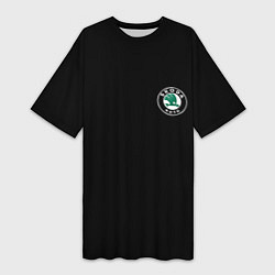 Футболка женская длинная Skoda logo auto, цвет: 3D-принт