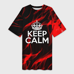 Женская длинная футболка Keep calm flame red