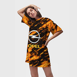 Футболка женская длинная Opel штрихи огненные, цвет: 3D-принт — фото 2
