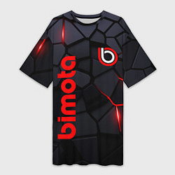 Футболка женская длинная Bimoto - плиты с эффектом свечения, цвет: 3D-принт