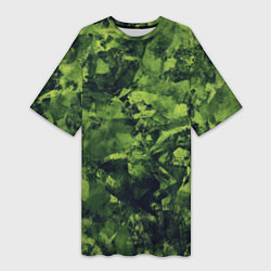 Футболка женская длинная Камуфляж армейский зеленый, цвет: 3D-принт