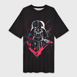Футболка женская длинная Darth Vader on black, цвет: 3D-принт