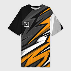 Футболка женская длинная Zeekr - orange colors, цвет: 3D-принт