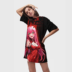 Футболка женская длинная Zero Two anime sexy, цвет: 3D-принт — фото 2