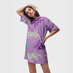 Футболка женская длинная Пиксели, цвет: 3D-принт — фото 2