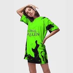 Футболка женская длинная Lord of the fallen flame, цвет: 3D-принт — фото 2