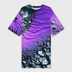 Футболка женская длинная Камни и фиолетовая земля, цвет: 3D-принт