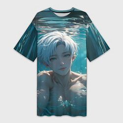 Футболка женская длинная Парень в бассеине, цвет: 3D-принт