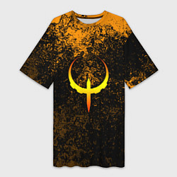 Женская длинная футболка Quake краски брызги оранжевый