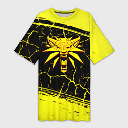 Футболка женская длинная Ведьмак трещины текстура, цвет: 3D-принт