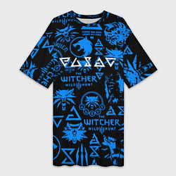 Футболка женская длинная The Witcher logo pattern, цвет: 3D-принт