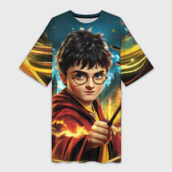 Футболка женская длинная Гарри Поттер и волшебный мир, цвет: 3D-принт