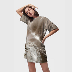 Футболка женская длинная Песок и вода, цвет: 3D-принт — фото 2