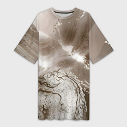 Футболка женская длинная Песок и вода, цвет: 3D-принт