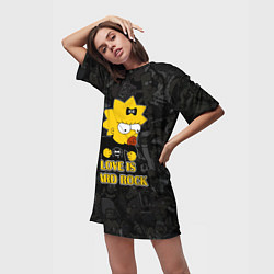 Футболка женская длинная Мэгги Симпсон love is Hard rock, цвет: 3D-принт — фото 2