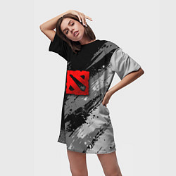 Футболка женская длинная Dota 2 - монохромный серый, цвет: 3D-принт — фото 2