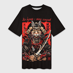 Футболка женская длинная Все дуреют с этих самураев, цвет: 3D-принт