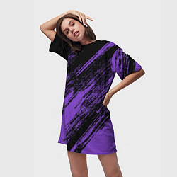 Футболка женская длинная The color is purple and black, цвет: 3D-принт — фото 2