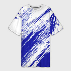 Футболка женская длинная The color is white and blue, цвет: 3D-принт