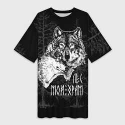 Футболка женская длинная Лес - мой храм, цвет: 3D-принт