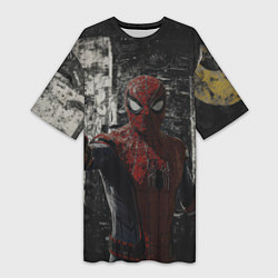 Футболка женская длинная Spider man night, цвет: 3D-принт