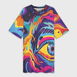 Футболка женская длинная Глаза вселенной, цвет: 3D-принт