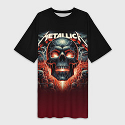 Женская длинная футболка Metallica - fire skull