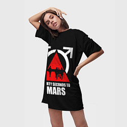 Футболка женская длинная 30 Seconds to Mars - poster, цвет: 3D-принт — фото 2