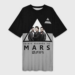 Футболка женская длинная 30 Seconds to Mars - poster, цвет: 3D-принт