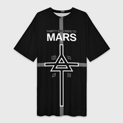 Футболка женская длинная 30 Seconds to Mars - poster, цвет: 3D-принт