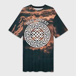 Футболка женская длинная Белобог - небо славян, цвет: 3D-принт