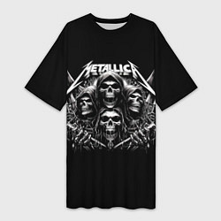 Женская длинная футболка Metallica - four skulls