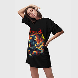Футболка женская длинная Metallica - James Alan Hatfield, цвет: 3D-принт — фото 2