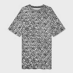 Футболка женская длинная Чёрно-белый текстурный, цвет: 3D-принт