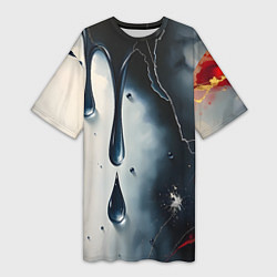 Футболка женская длинная Сюрреалистичная абстракция с каплями, цвет: 3D-принт