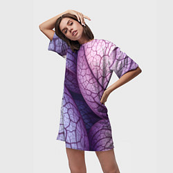 Футболка женская длинная Прожилки экзотического растения, цвет: 3D-принт — фото 2