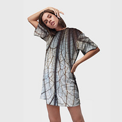 Футболка женская длинная Прожилки растения, цвет: 3D-принт — фото 2