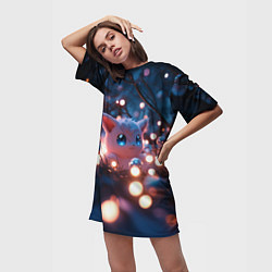 Футболка женская длинная Белый пушистый покемон, цвет: 3D-принт — фото 2