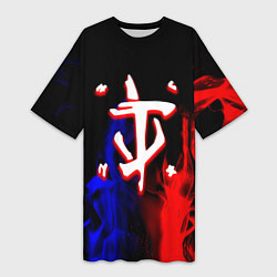 Футболка женская длинная Doom flame neon, цвет: 3D-принт