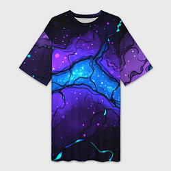 Футболка женская длинная Синяя звездная полоса в плите текстура, цвет: 3D-принт