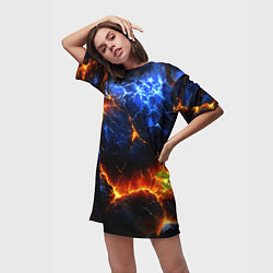 Футболка женская длинная Лада и лед в разломе плит, цвет: 3D-принт — фото 2