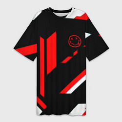 Футболка женская длинная Nirvana текстура полосы, цвет: 3D-принт