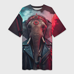 Женская длинная футболка Cyberpunk elephant