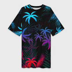 Футболка женская длинная Тропики градиент, цвет: 3D-принт