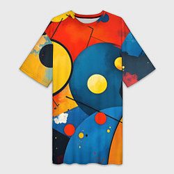 Футболка женская длинная Динамичный красочный паттерн, цвет: 3D-принт