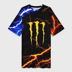 Футболка женская длинная Monster energy storm, цвет: 3D-принт