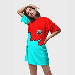 Футболка женская длинная Ведьмак краски логотип, цвет: 3D-принт — фото 2