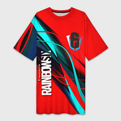 Футболка женская длинная Rainbow six геометрия полосы, цвет: 3D-принт